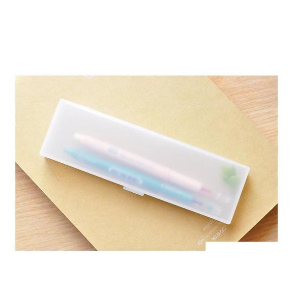 

solid color translucent frosted plastic stationery pencil box simple multifunctional storage pen pencil box creat jllrxq yummy_shop
