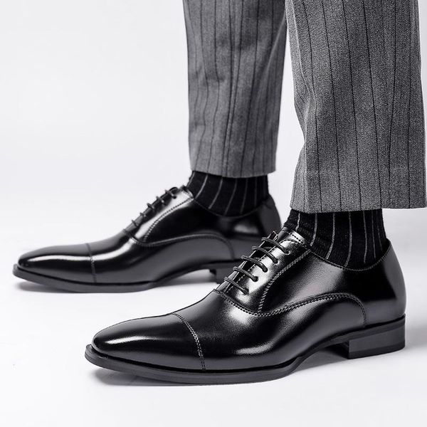 

dress shoes 2021 men casual black gentleman formal cow leather loafers business wedding oxfords italian luxury
