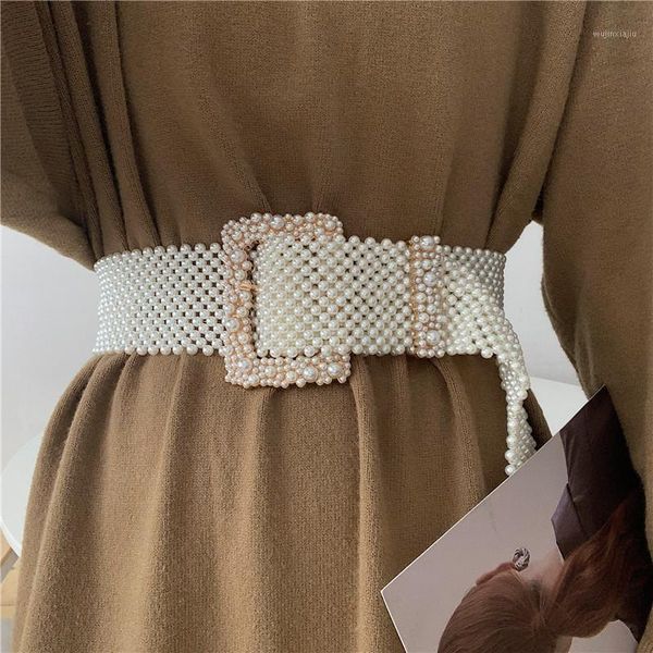 Cintos Pérola para Mulheres Cintura larga Seal Fashion Skirt Skirt Decorativo Simples Feminino Cadeia de Grânulos Meninas Jóias Acessórios