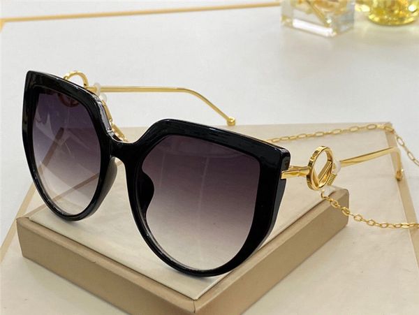 

new fashion design woman sunglasses 0408 cat-eye frame popular simple style with ear chain design uv 400 protective glasses quality, White;black