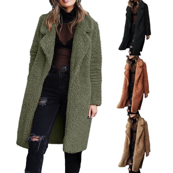 

women's wool & blends drop women oversize coat solid color single-breasted autumn winter thick buttons overcoat for office, Black