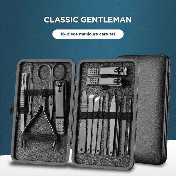 

nail art kits clippers set black stainless steel ear spoon manicure pedicure kit cutters for tools