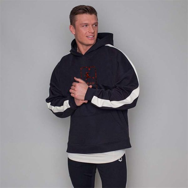 

men's hoodies & sweatshirts hoodie spring fall casual sweatshirt spliced top, Black