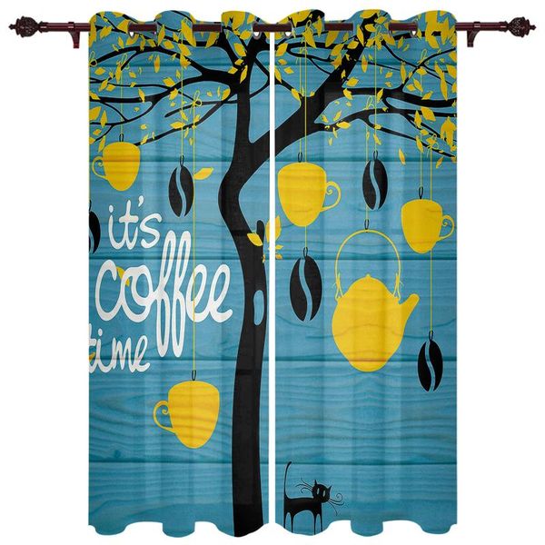 

exquisite home curtains tree yellow abstract living room bedroom kitchen translucent polyester decorative curtains