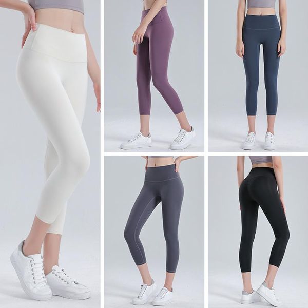 

yoga outfit nude feel no t seam pant women gym clothing high waist bulifting seven-points running sport workout fitness legging