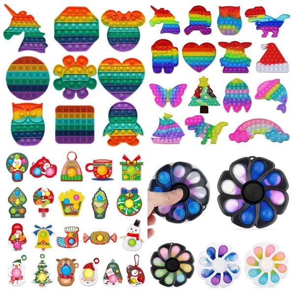 

party supplies decompression toy halloween christmas sublimation pop its toys,rainbow color,the unicorn, office,smart watch,key chain,kids f