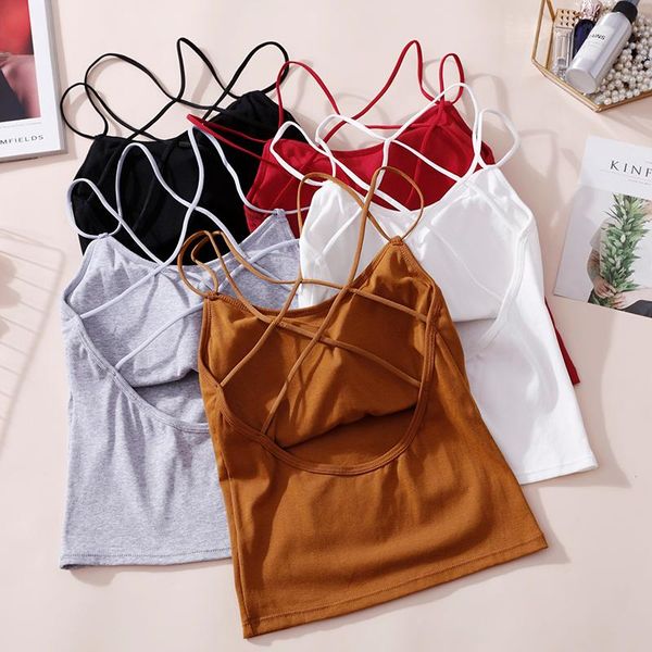 

women's tanks & camis heliar women bra tank female solid cotton straps underwear lingerie for summer, White