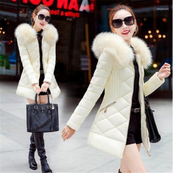 

korean winter latest fashion ladies warm coat thick cotton duck down jacket hooded fur collar big yards students1, Black