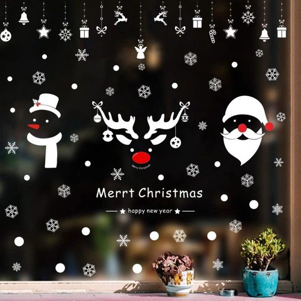 

wall stickers 1pc removable christmas pvc static sticker santa elk window beautify snowflake decals year party glass dress up