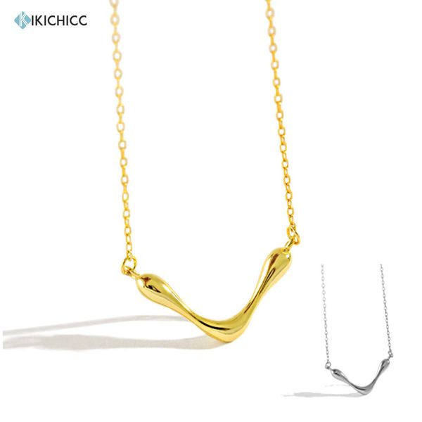 

kikichicc 925 sterling silver gold v pendant chain necklace 2021 rock punk fashion women luxury wedding party jewelry q0531