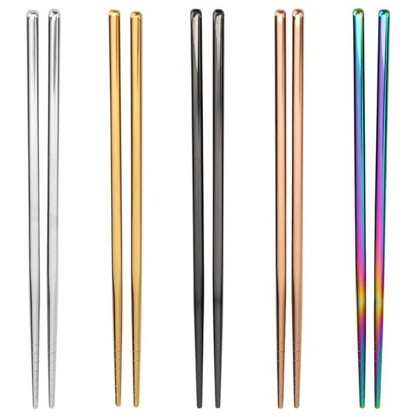 Pauzinhos de aço inoxidável portátil alimento antiderrapante varas de mesa 21 cm chinês chopsticks cozinha ferramenta