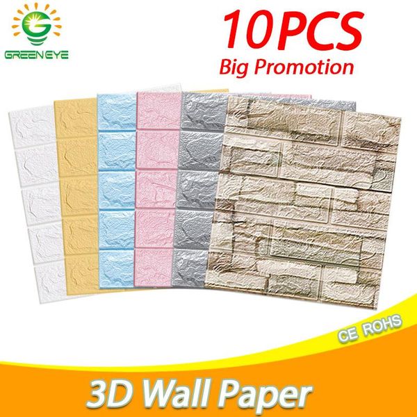 

wallpapers 10pcs self-adhesive 3d brick wall paper diy waterproof foam wallsticker kids room kitchen ceiling background decals
