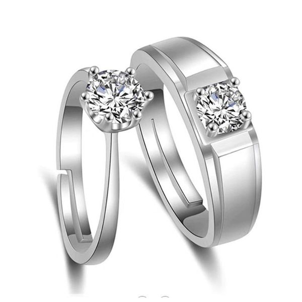 

wedding rings resizeable engagement ring women +cz crystal hearts and arrows silver plated prevent allergy jewelry gift wholesale, Slivery;golden