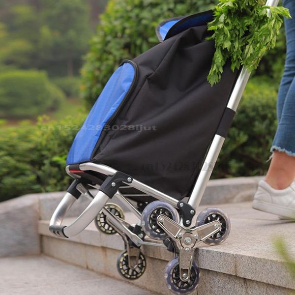 

storage bags portable aluminum alloy shopping cart folding trolley elderly stairs carts with bag