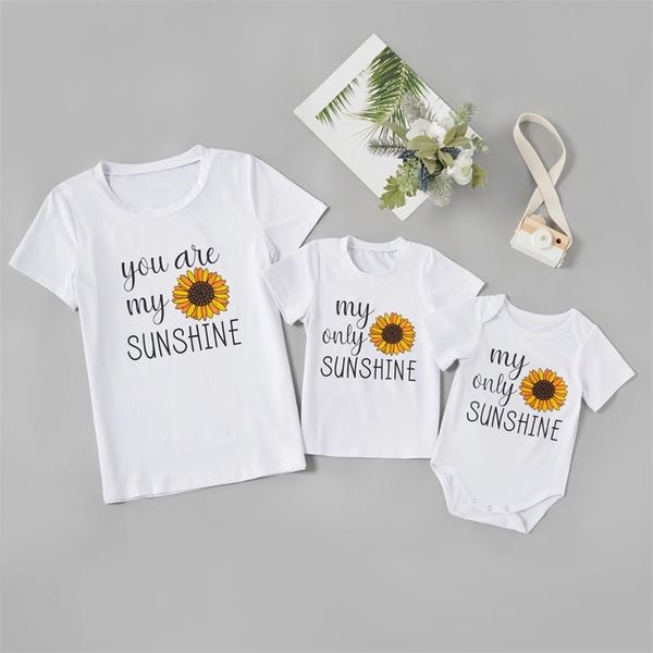 

summer sunshine series white t-shirts for mom and me short-sleeve 210528, Blue