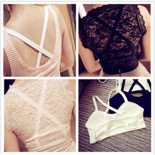 

suspender back cross underwear vest with bra pad, Black;white