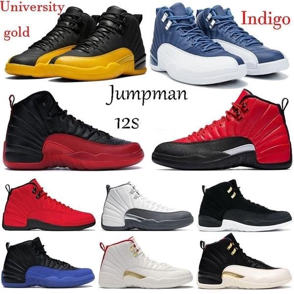 

men basketball shoes jumpman 12 12s game royal flu game playoff triple black ovo white gym red mens athletic sports outdoor sneakers