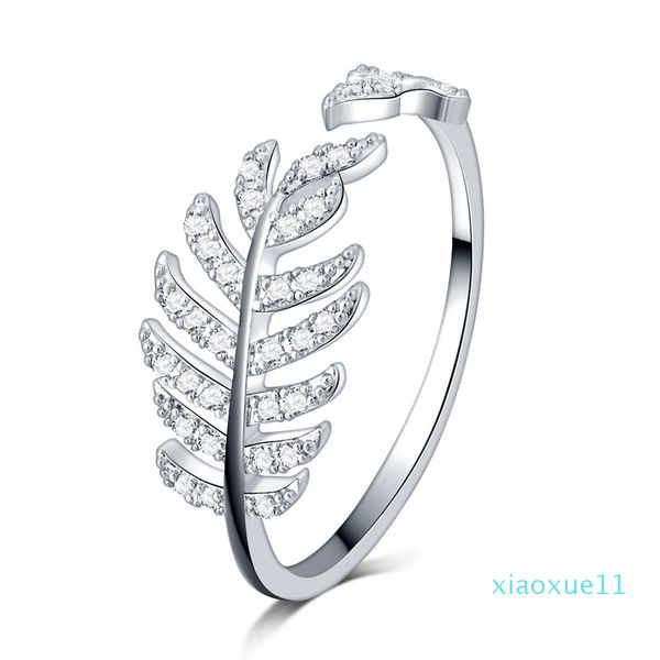 

luxury- new arrival leaf design white gold filled micro pave clear zircon stones wedding engagement copper rings girls, Slivery;golden