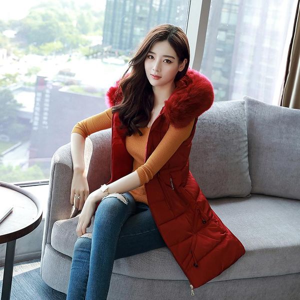 

women's vests 2021 autumn winter down cotton vest female fashion large size hooded simple warm coat jacket long outerwear, Black;white