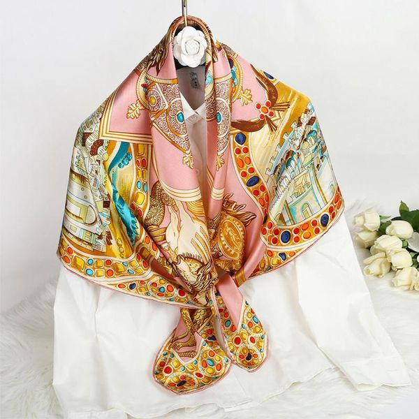 

100% Silk Scarf Women Large Kerchief Women's Hangzhou Silk Scarf Shawl 110-110 cm, Blue;gray