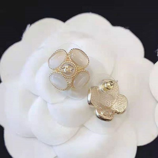 

charms 2021 c cat's eye stone earrings brass 925 silver needle, Golden