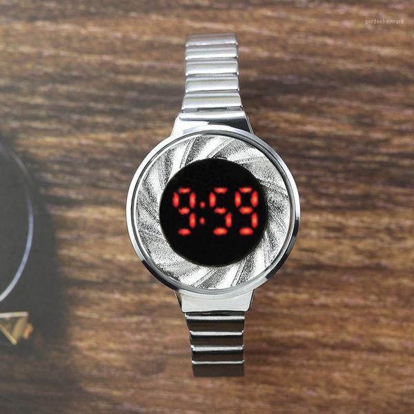

wristwatches women watches fashion stainless steel strap digital watch simple led women's bracelet electronic clock girls gift, Slivery;brown