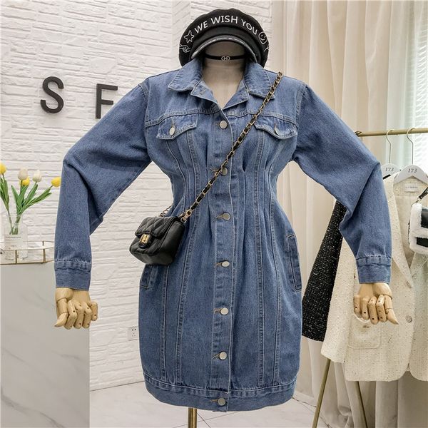 

retro age-reducing denim dress female spring 2021 new temperament waist student loose was thin short tide, Black;gray