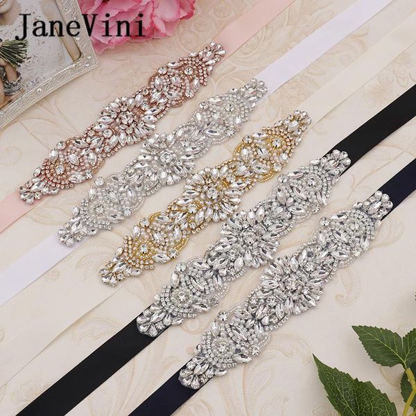 

wedding sashes janevini 2021 elegant satin belt crystal rhinestone handmade ribbon sash for bridal bridesmaid dress bruidsriem, White