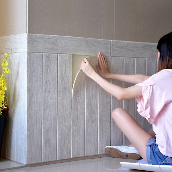 

wallpaper 3d solid wall stickers wood grain self-adhesive bedroom anti-collision stickers waterproof foam decorative wall