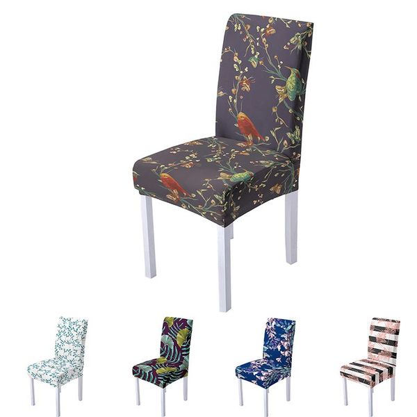 

chair covers tropical leaves cover elastic removable protector for dining room furniture anti-dirty case