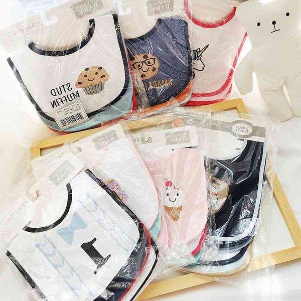 

american hb baby bib saliva waterproof towel material baby velcro buckle class a