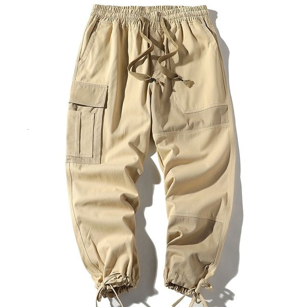 

men's pants men cargo hip hop multi-pocket harem ankle-length streetwear punk casual trousers joggers sweatpants 5xdj, Black