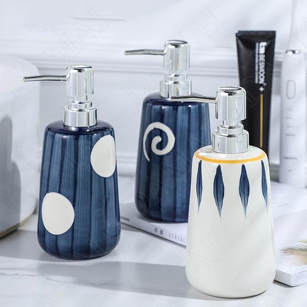 

liquid soap dispenser creativity underglaze ceramic shampoo bottle japanese modern painted push-type bathroom decoration accessories