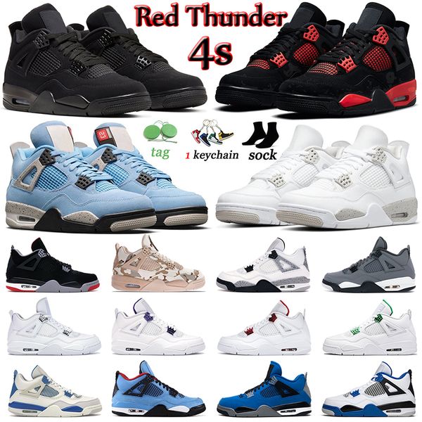 

red thunder men basketball shoes 4s jumpman 4 black cat university blue white oreo pure money cool grey wild things mens women trainers outd