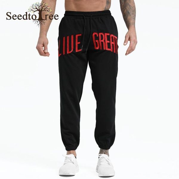 

spring and autumn men's casual pants korean loose straight sports trousers solid color running training pants men sweatpants, Black