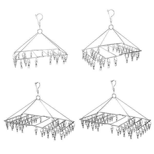 

24/36/46/52 clips folding clothes hanger drying rack multi-function for socks towels diapers bras underwear windproof hangers & racks