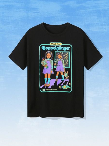 

romwe x stevenrhodes letter figure graphic tee e4og#, White