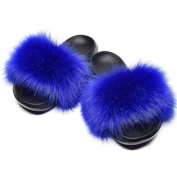 

slippers summer female faux fur slides women fluffy flat sandals woman 2021 indoor home shoes open toe flip flops, Black