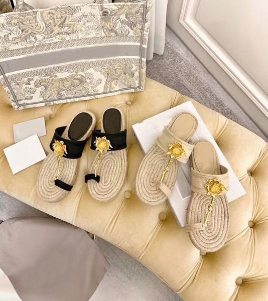 

womens fashion open toe leather flat heel summer new half slippers elegant temperament slippers clip toe hemp rope slipper, Black