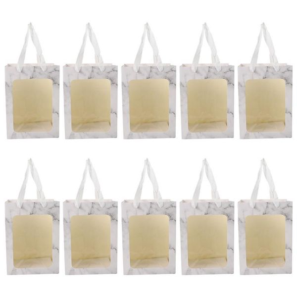 

gift wrap 10pcs marble pattern flower packaging bags transparent gifts portable