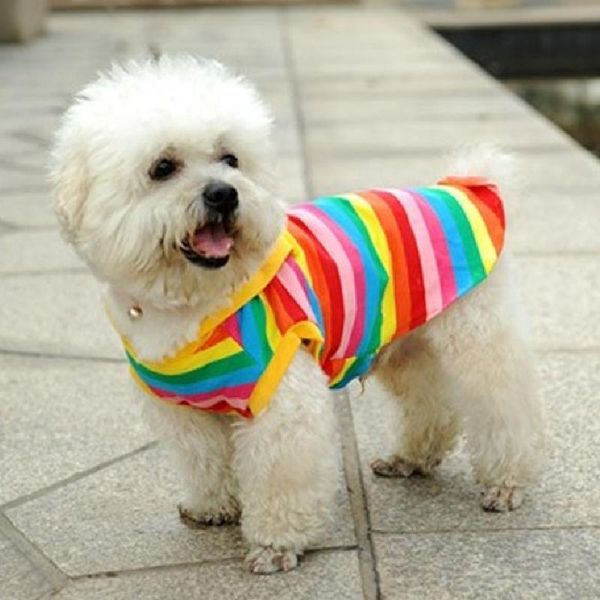 

dog apparel rainbow stripe pet shirt vest clothes puppy cat costume clothing for dogs cats pets vests 2021
