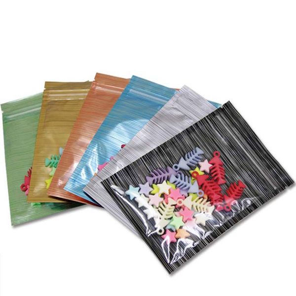 

50/100pcsÂ translucent reusable aluminum foil bags self-sealing zipper seal packaging bags packaging storage bag