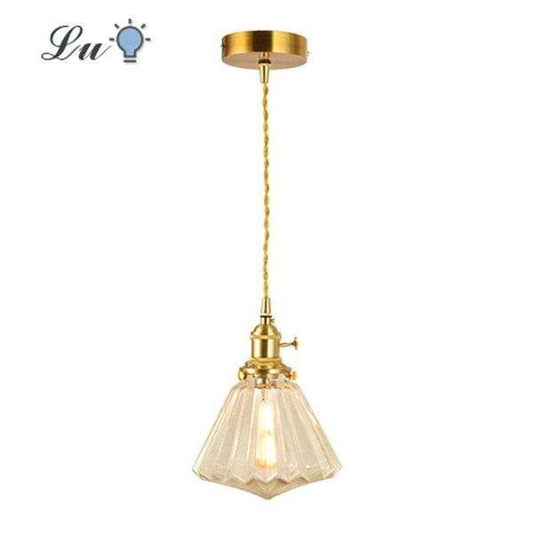 

pendant lamps brass glass led pendat lights diamond shade hanging lamp restaurant bar nordic retro lighting for kitchen island with e27 bulb