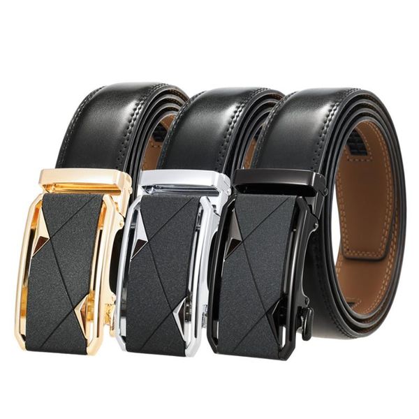 

belts black dark brown real leather for men 2021 luxury designer brand automatic buckle business wasit belt male b490, Black;brown