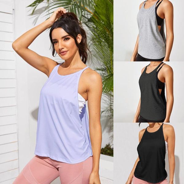 

female sport vest singlet running training yoga gym fitness sport sleeveless vest breathable loose beautiful back quick dry, White;red