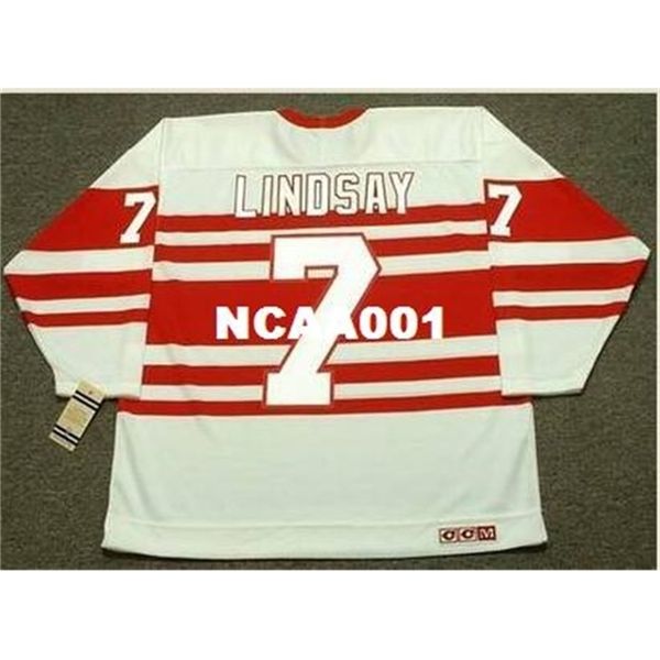

668 #7 ted lindsay detroit red wings 1940's ccm vintage hockey jersey or custom any name or number retro jersey, Black