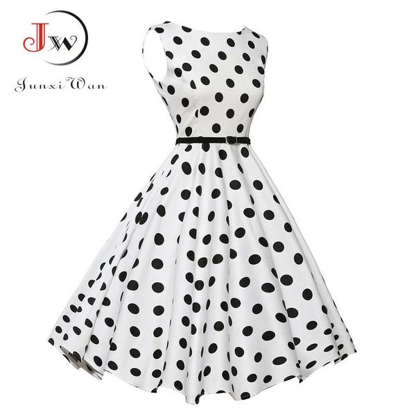 

casual dresses summer dress vintage rockabilly retro swing polka dot pinup long audrey hepburn sundressplus size vestidos, Black;gray