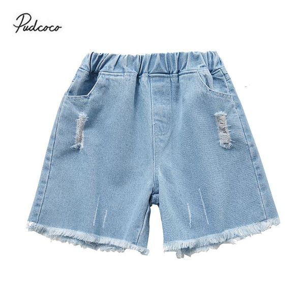 

shorts kids girl denim summer bottoms tassels edge flower embroidery breathable elastic waist clothes, Black