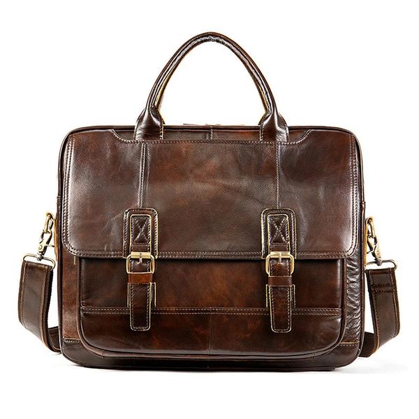 

briefcases multifunctional men's briefcase messenger bag genuine leather laphorizontal cowhide business casual totes handbag