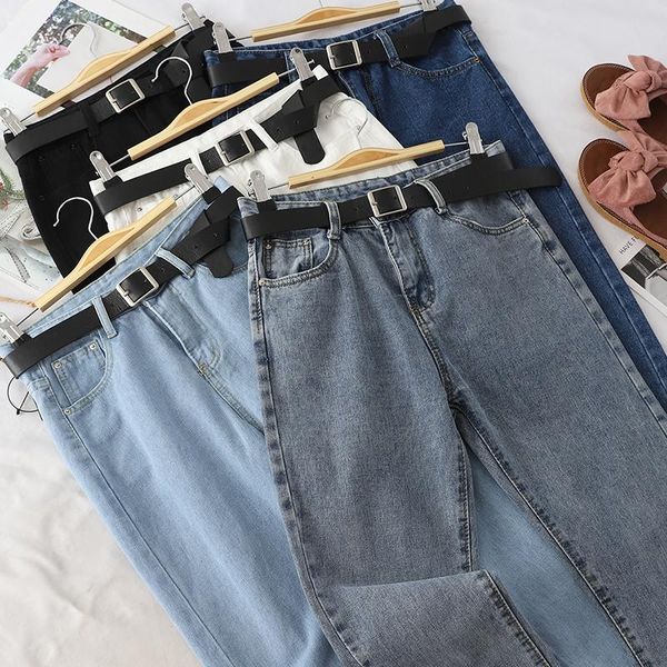 

denim pants streetwear high waist plus size pencil korean 2021 stretch elastic women vintage jeans autumn trousers spring blue